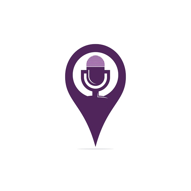 Diseño de logotipo de pin de mapa y podcast
