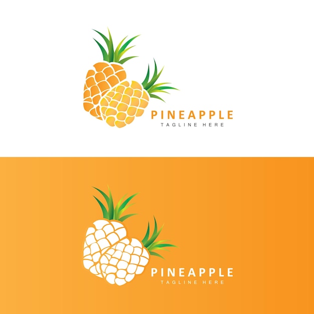 Diseño de logotipo de piña Ilustración de plantación de vector de fruta fresca Etiqueta de marca de producto de fruta