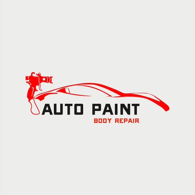 Diseño de logotipo de pintura automática de silueta de coche rojo abstracto simple
