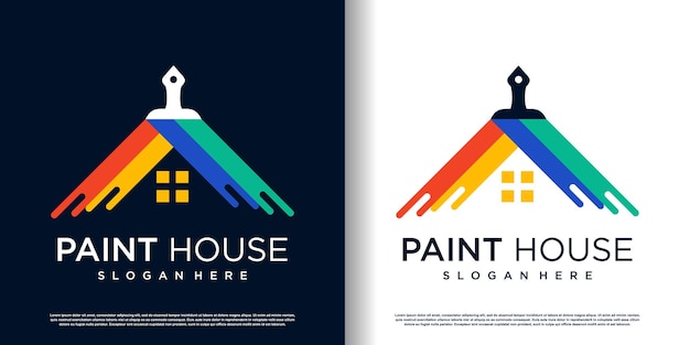 Diseño de logotipo de pintura con estilo creativo único Vector Premium