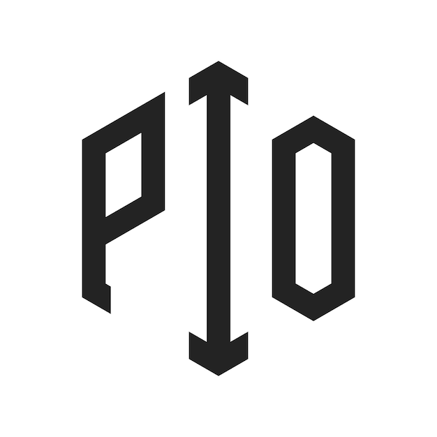 Diseño del logotipo PIO Letra inicial PIO Monograma Logotipo con forma de hexágono