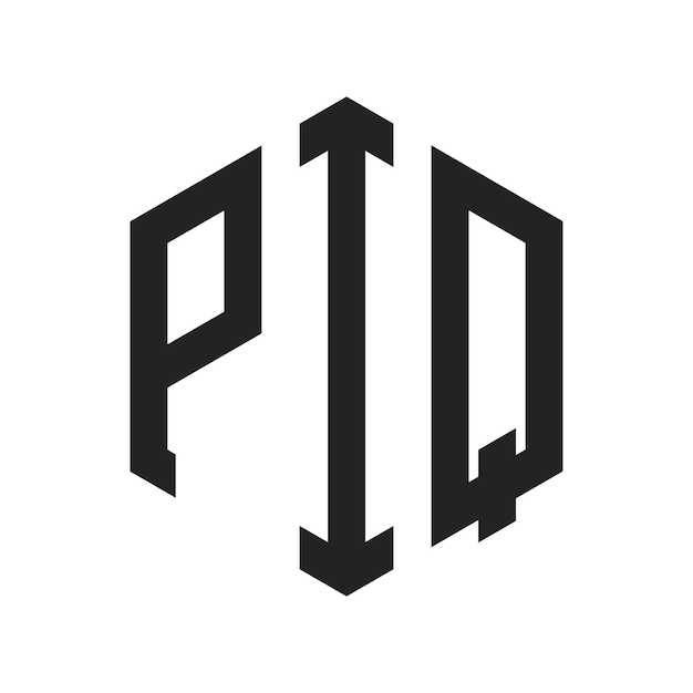 Diseño del logotipo PIQ Letra inicial PIQ Monograma Logotipo con forma de hexágono