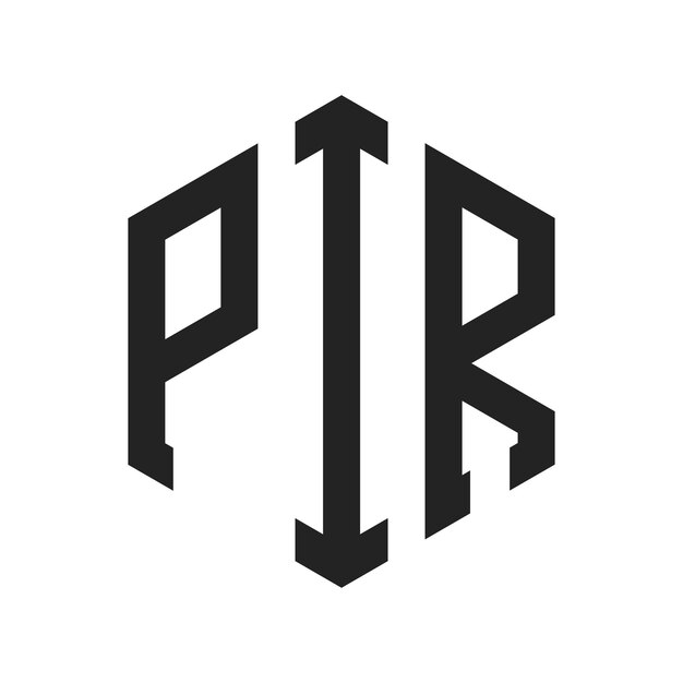 Diseño del logotipo PIR Letra inicial PIR Monograma Logotipo con forma de hexágono