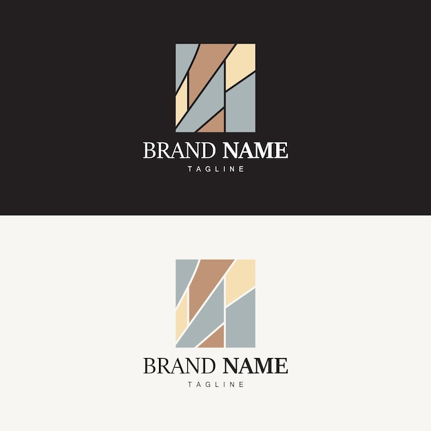 Diseño de logotipo de piso para decoración de cerámica casera con formas abstractas minimalistas Ilustración de templete vectorial