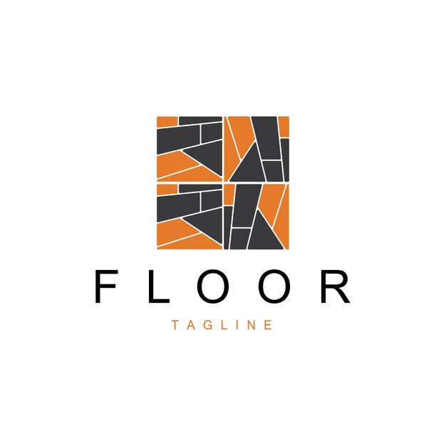 Diseño de logotipo de piso para decoración de cerámica casera con formas abstractas minimalistas Ilustración de templete vectorial