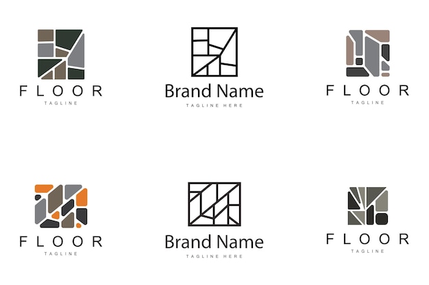 Diseño de logotipo de piso para decoración de cerámica casera con formas abstractas minimalistas Ilustración de templete vectorial