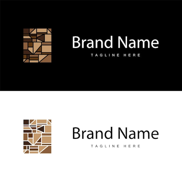 Diseño de logotipo de piso para decoración de cerámica para el hogar con formas abstractas minimalistas Ilustración de plantilla vectorial
