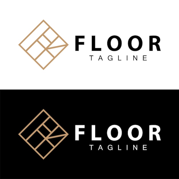 Diseño de logotipo de piso para decoración de cerámica para el hogar con ilustración de plantillas vectoriales abstractas minimalistas