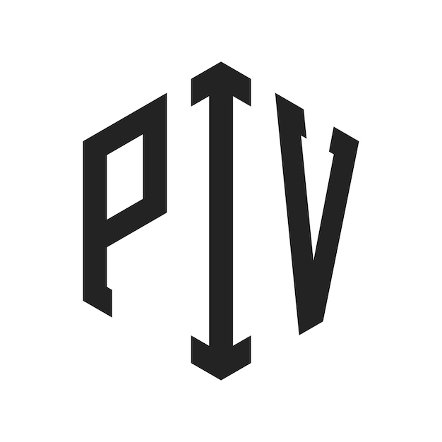 Diseño del logotipo PIV Letra inicial PIV Monograma Logotipo con forma de hexágono