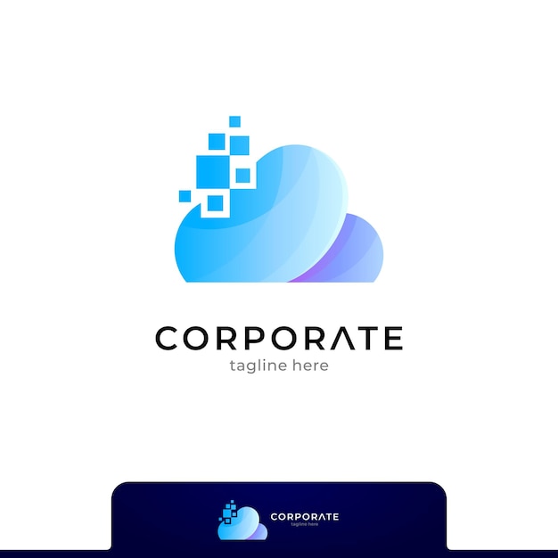 Diseño de logotipo de píxeles en la nube