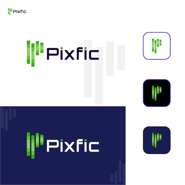 Diseño de logotipo de Pixfic - logotipo de letra P