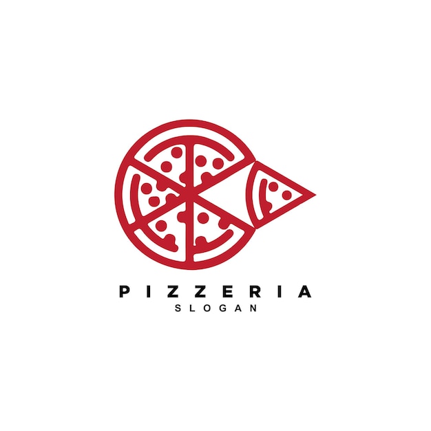 diseño del logotipo de la pizza italiana lineal abstracto vector del logotipo del restaurante o cafetería de pizzería