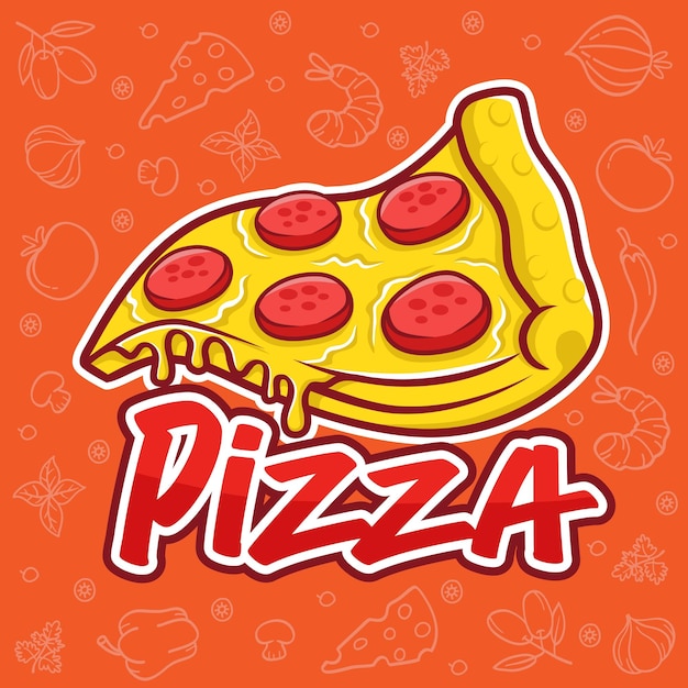 Diseño de logotipo de pizza simple diseño vectorial con ingredientes transparentes como fondo