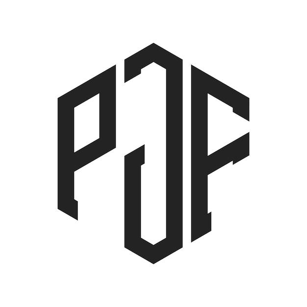 Diseño del logotipo de PJF Letra inicial PJF Monograma Logotipo con forma de hexágono