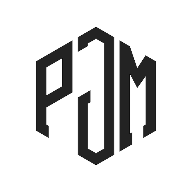 Diseño del logotipo de PJM Letra inicial PJM Monograma Logotipo con forma de hexágono