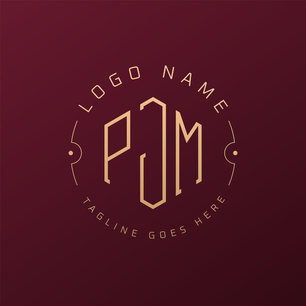 Diseño de logotipo de PJM de lujo Letra elegante PJM Monograma Logotipo minimalista Poligono PJM Template de diseño de logotipo