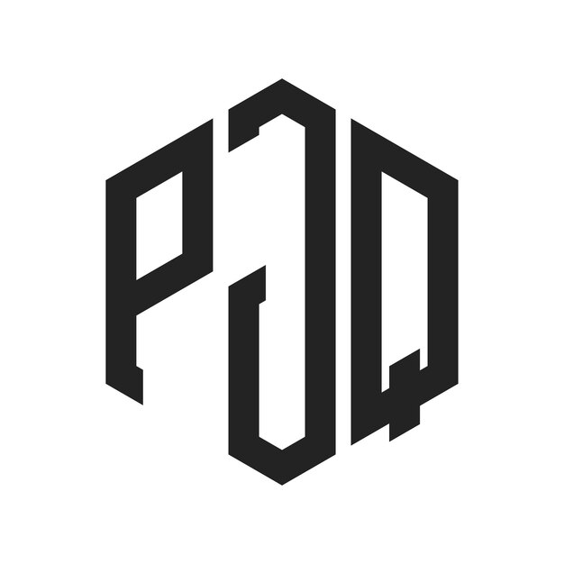 Diseño del logotipo de PJQ Letra inicial PJQ Monograma Logotipo con forma de hexágono