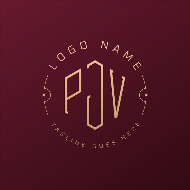 Diseño de logotipo de PJV de lujo Letra elegante PJV Monograma Logotipo minimalista Poligono plantilla de diseño de logotipo PJV