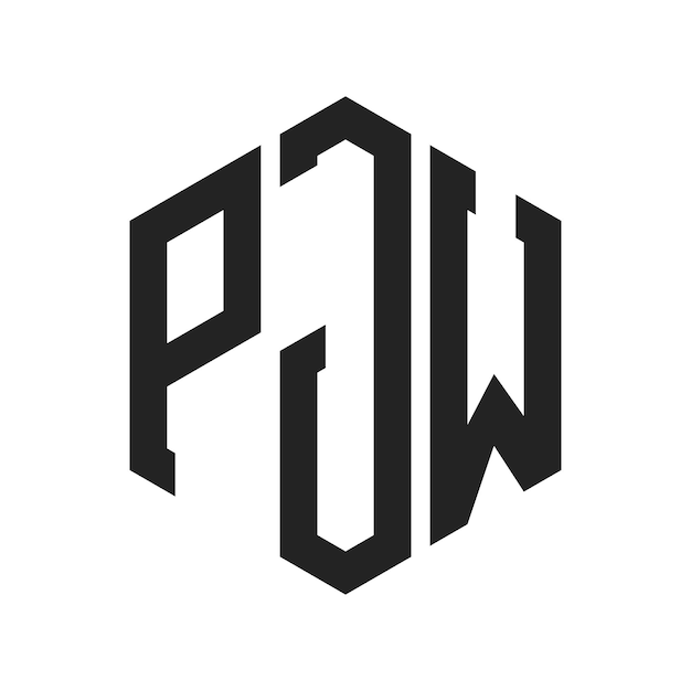 Diseño del logotipo de PJW Letra inicial PJW Monograma Logotipo con forma de hexágono