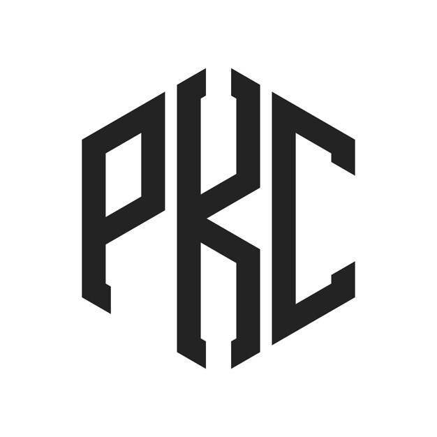 Diseño del logotipo de PKC Letra inicial Monograma de PKC Logotipo con forma de hexágono