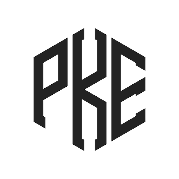Diseño del logotipo PKE Letra inicial PKE Monograma Logotipo con forma de hexágono