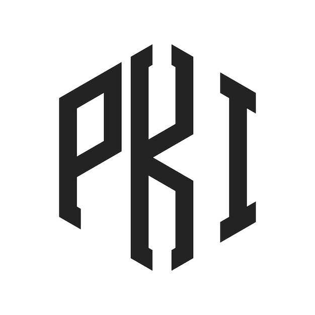 Diseño del logotipo PKI Letra inicial PKI Monograma Logotipo con forma de hexágono