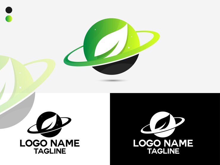 Vector diseño de logotipo de planeta ecológico logotipo de planeta planeta de hoja natural finanzas creativo único planeta verde