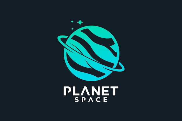 Vector diseño del logotipo del planeta único con estilo moderno