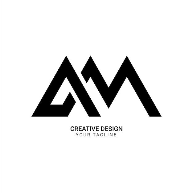 Diseño de logotipo plano con forma de triángulo inicial de marca moderna única de arte de línea de patrón de letra AM creativo