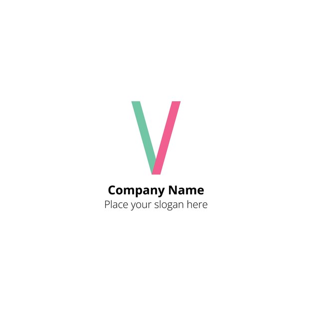 Diseño de logotipo plano de marca de letra V
