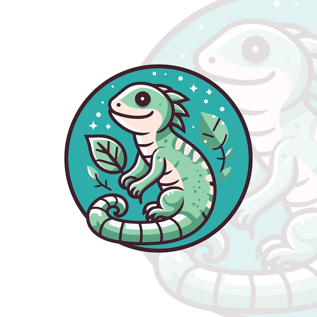 Diseño de logotipo plano simple de la iguana