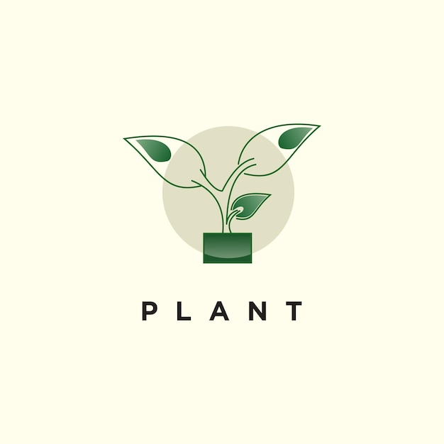 Diseño del logotipo de la planta con árbol verde