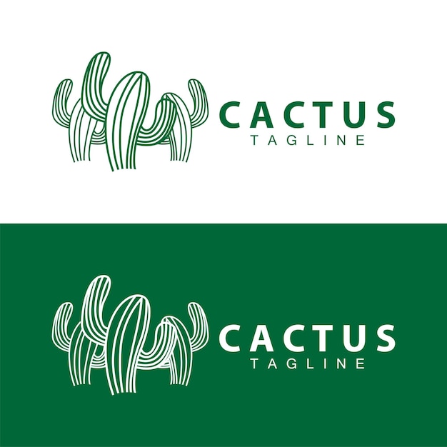 Diseño del logotipo de la planta cactus verde con ilustración del símbolo de la planta del desierto plant Vector Icon Template