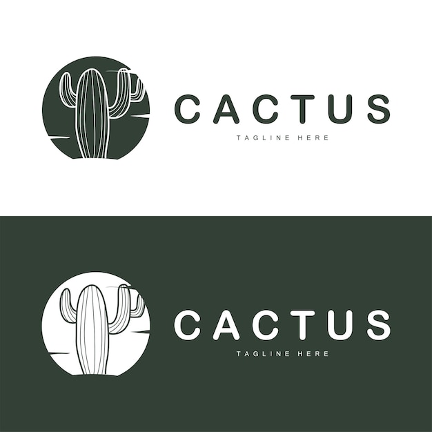 Diseño del logotipo de la planta cactus verde con ilustración del símbolo de la planta del desierto plant Vector Icon Template