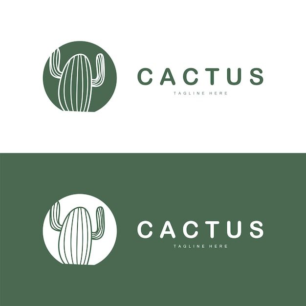 Diseño del logotipo de la planta cactus verde con ilustración del símbolo de la planta del desierto plant Vector Icon Template