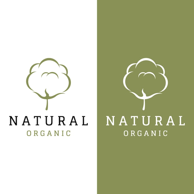 Diseño de logotipo planta de flor de algodón suave orgánico natural para negocios textiles ropa y belleza