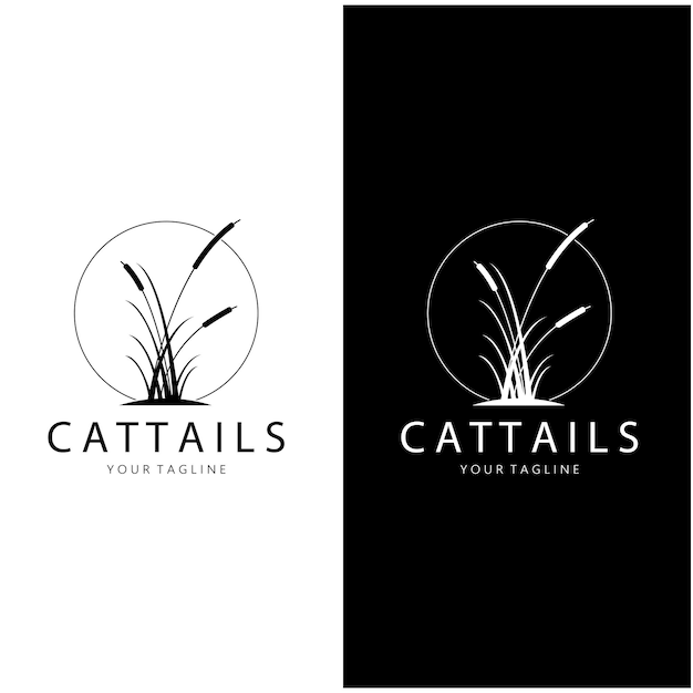 diseño del logotipo de la planta de hierba de caña o caña de río plantas acuáticas pantano vector de hierba silvestre