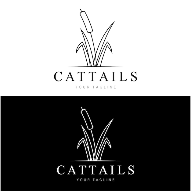 diseño del logotipo de la planta de hierba de caña o caña de río plantas acuáticas pantano vector de hierba silvestre