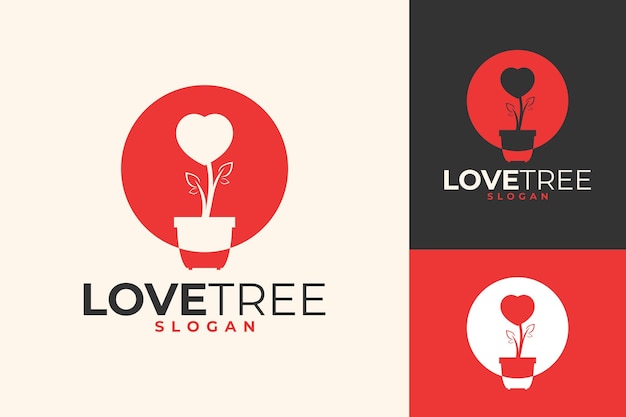 Vector diseño del logotipo de la planta love couple heart