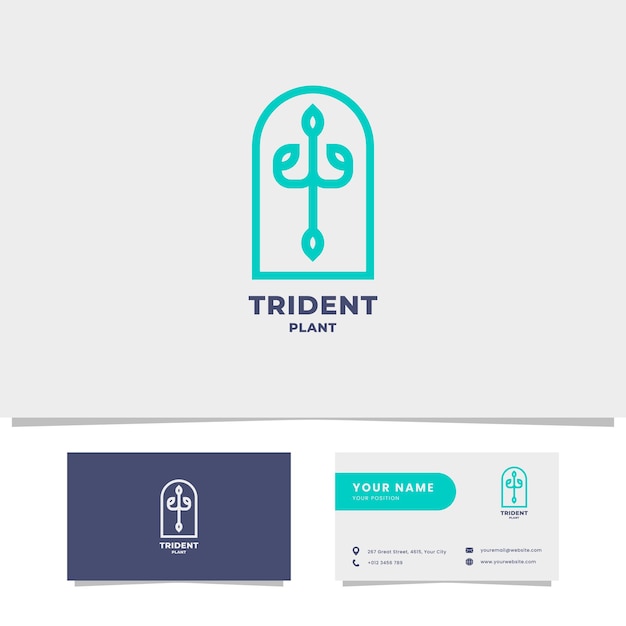 Diseño de logotipo de planta tridente simple y mínimo.