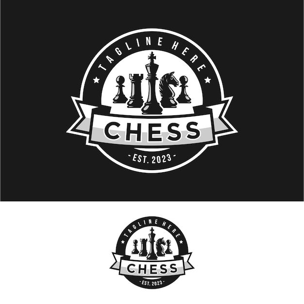 Diseño de logotipo de plantilla de ilustración vectorial de logotipo de ajedrez para club de ajedrez