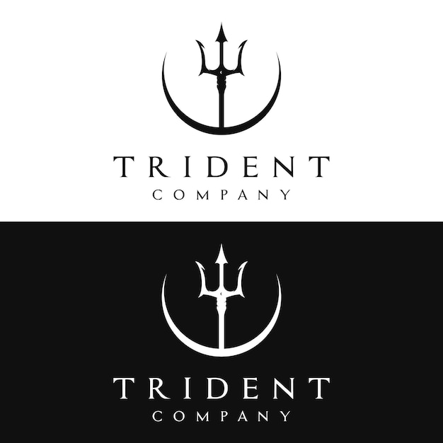 Diseño de logotipo de plantilla de lanza de tridente poseion vintage simple