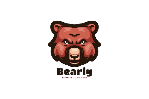 diseño de logotipo de plantilla de vector de cabeza de oso lindo