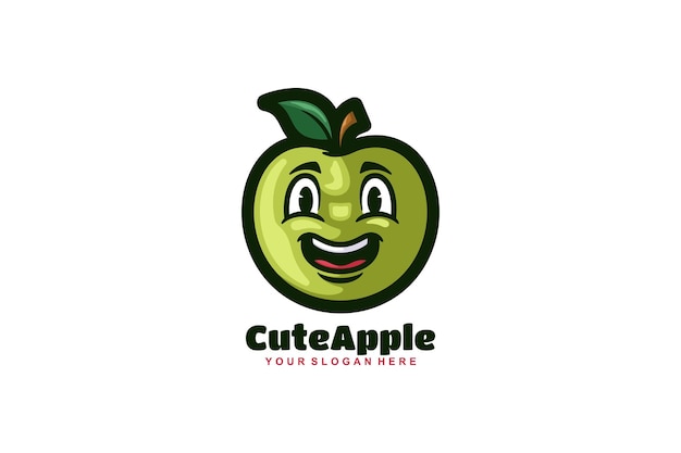 diseño de logotipo de plantilla de vector de cara de manzana linda