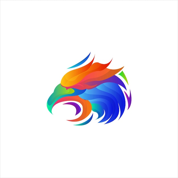 Diseño de logotipo de plantilla de vector de logotipo de cabeza de águila colorida