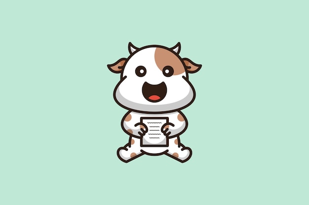 Diseño de logotipo de plantilla vectorial de vaca bebé linda
