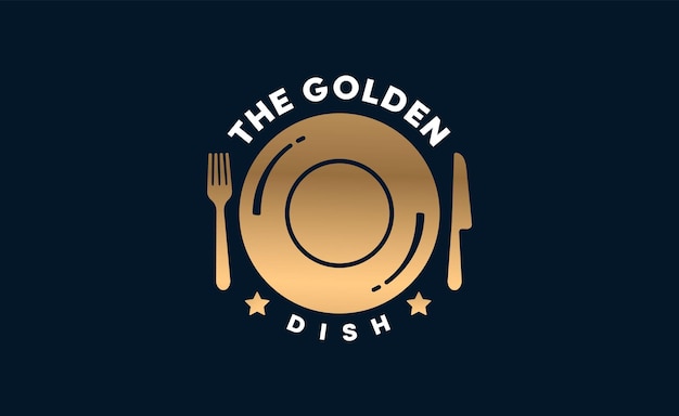 Diseño del logotipo del plato dorado