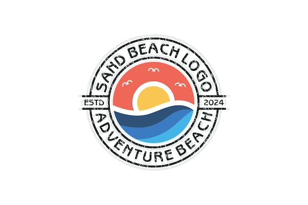 Diseño de logotipo de playa de aventura concepto creativo único