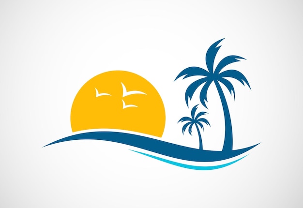 Diseño de logotipo de playa Concepto de diseño vectorial