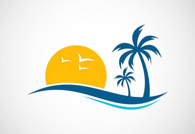 Diseño de logotipo de playa Concepto de diseño vectorial